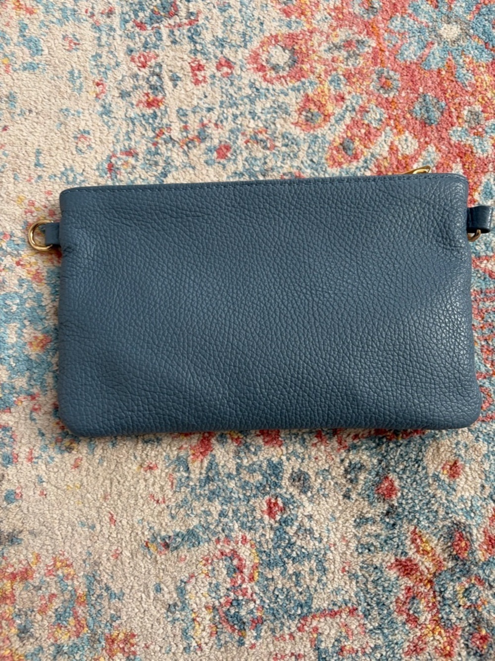 Light blue pebbled leather clutch/wristlet/crossbody